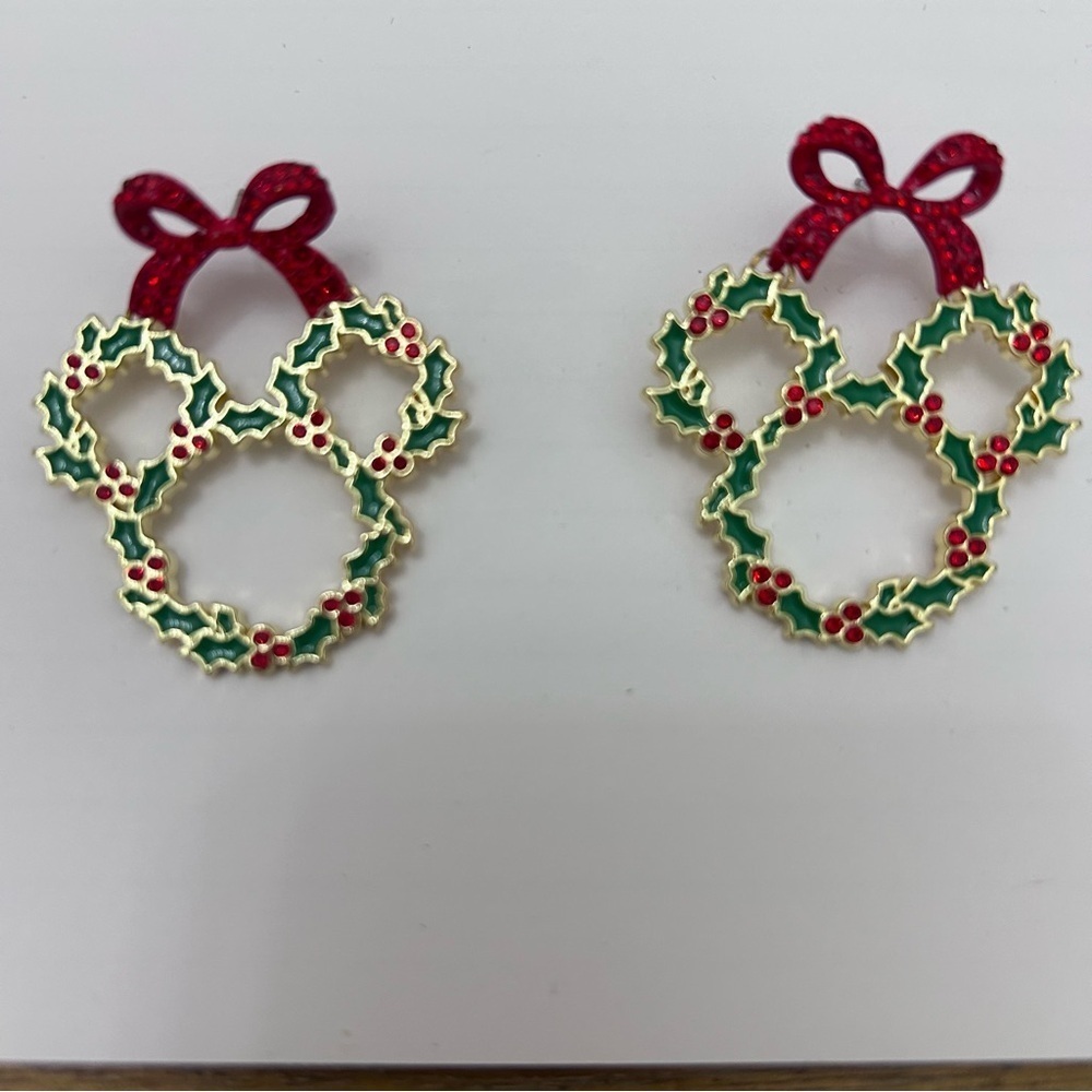 Mickey Holiday Wreath Earrings